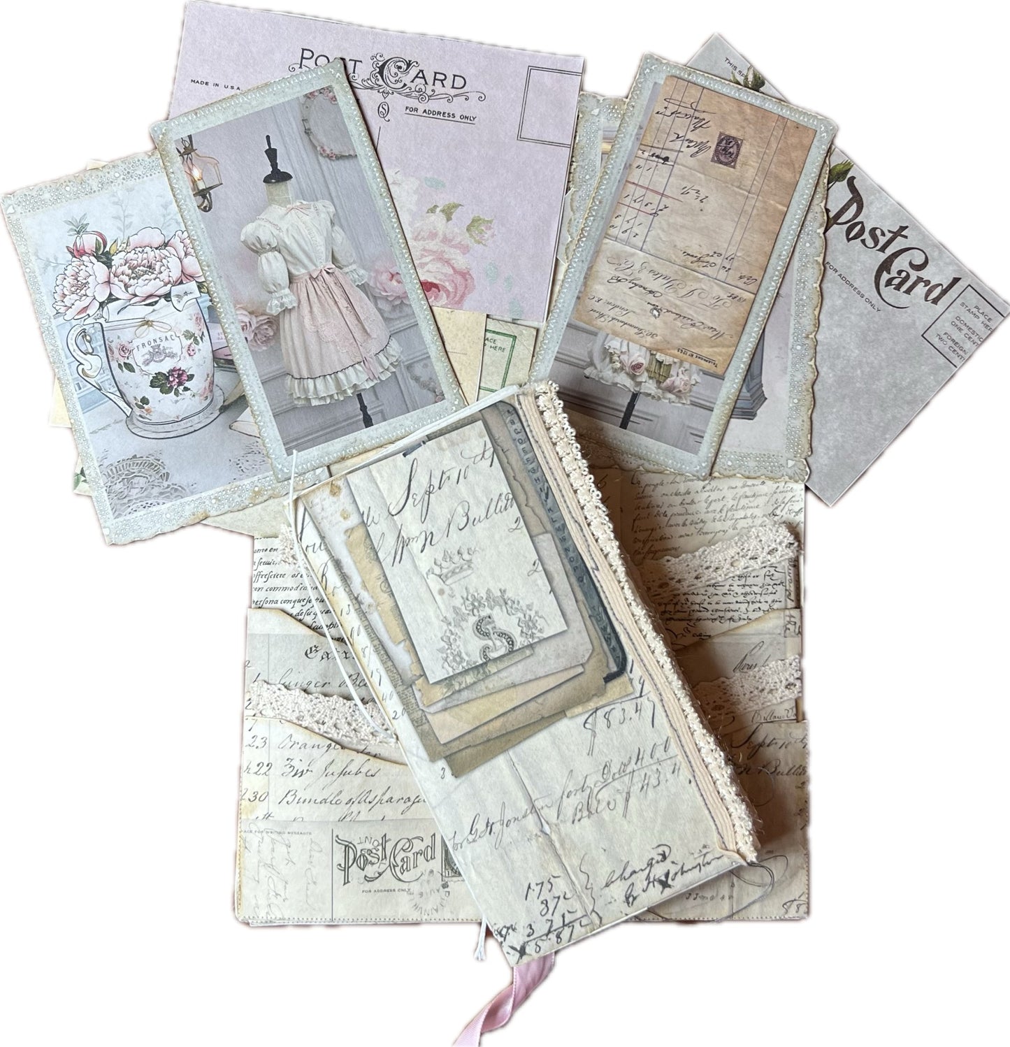 Shabby Pink Pouch with Mini Journal